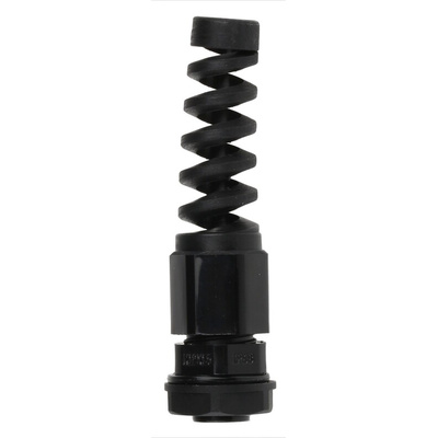 RS PRO Black Nylon Cable Gland, M12 Thread, 3mm Min, 6.5mm Max, IP68