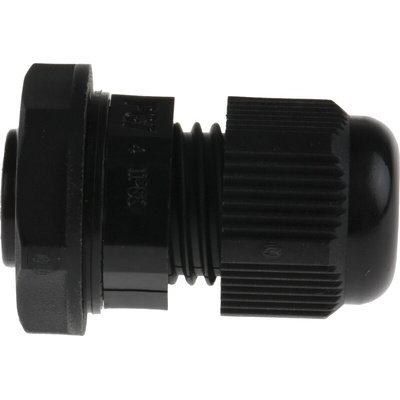 RS PRO Black Nylon Cable Gland, PG7 Thread, 3.5mm Min, 6mm Max, IP68