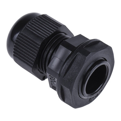 RS PRO Black Nylon Cable Gland, PG9 Thread, 4mm Min, 8mm Max, IP68