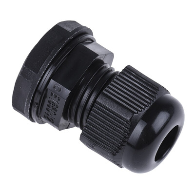 RS PRO Black Nylon Cable Gland, PG9 Thread, 4mm Min, 8mm Max, IP68