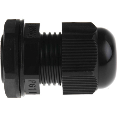 RS PRO Black Nylon Cable Gland, PG11 Thread, 5mm Min, 10mm Max, IP68