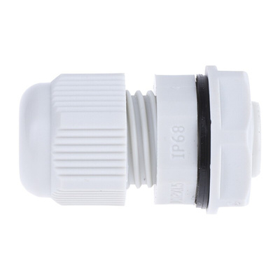 RS PRO Grey Nylon Cable Gland, M12 Thread, 3mm Min, 6.5mm Max, IP68