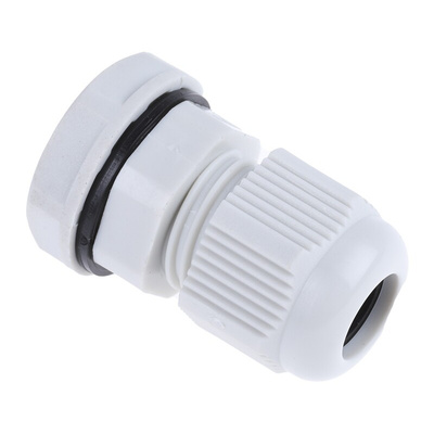 RS PRO Grey Nylon Cable Gland, M12 Thread, 3mm Min, 6.5mm Max, IP68