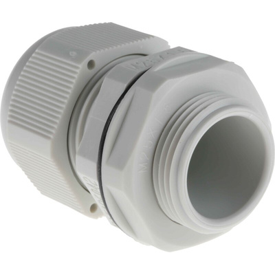 RS PRO Grey Nylon Cable Gland, M25 Thread, 13mm Min, 18mm Max, IP68