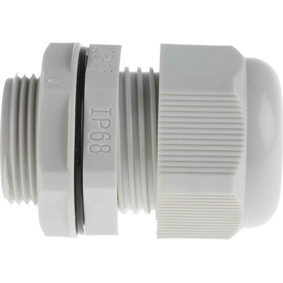 RS PRO Grey Nylon Cable Gland, M25 Thread, 13mm Min, 18mm Max, IP68