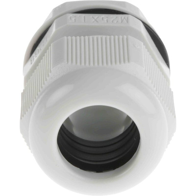 RS PRO Grey Nylon Cable Gland, M25 Thread, 13mm Min, 18mm Max, IP68