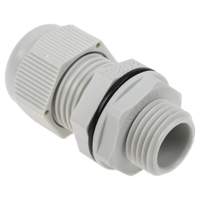 RS PRO Grey Nylon Cable Gland, M16 Thread, 5mm Min, 10mm Max, IP68