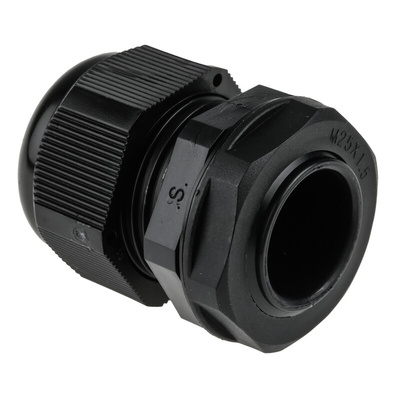 RS PRO Black Nylon Cable Gland, M25 Thread, 13mm Min, 18mm Max, IP68
