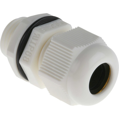 RS PRO White Nylon Cable Gland, M16 Thread, 5mm Min, 10mm Max, IP68