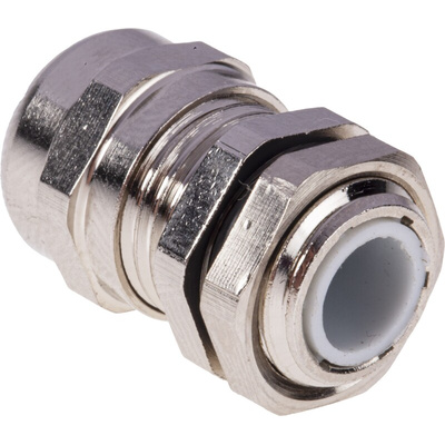 RS PRO Metallic Nickel Plated Brass Cable Gland, M12 Thread, 3mm Min, 6.5mm Max, IP68