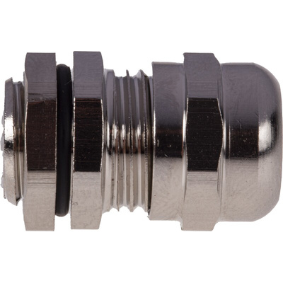 RS PRO Metallic Nickel Plated Brass Cable Gland, M12 Thread, 3mm Min, 6.5mm Max, IP68