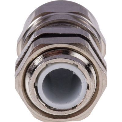 RS PRO Metallic Nickel Plated Brass Cable Gland, M12 Thread, 3mm Min, 6.5mm Max, IP68
