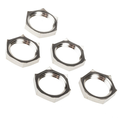 Lapp Silver Flame Retardant, Halogen Free Nickel Plated Brass Cable Gland Locknut, PG9 Thread