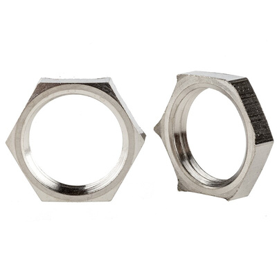 Lapp Silver Flame Retardant, Halogen Free Nickel Plated Brass Cable Gland Locknut, PG9 Thread