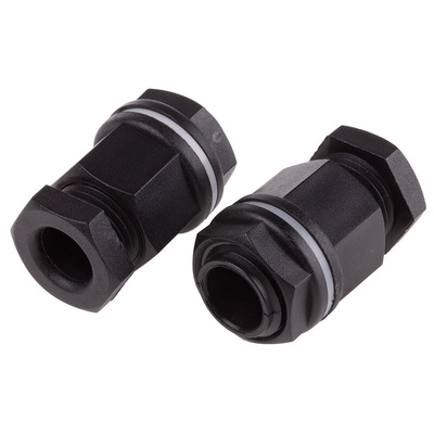 RS PRO Black Plastic Cable Gland, M16 Thread, 7mm Min, 10.5mm Max, IP55