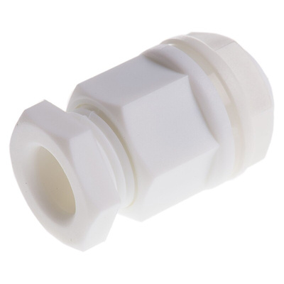 RS PRO White Plastic Cable Gland, M16 Thread, 7mm Min, 10.5mm Max, IP55