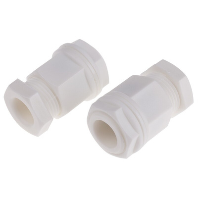 RS PRO White Plastic Cable Gland, M20 Thread, 8mm Min, 13mm Max, IP55