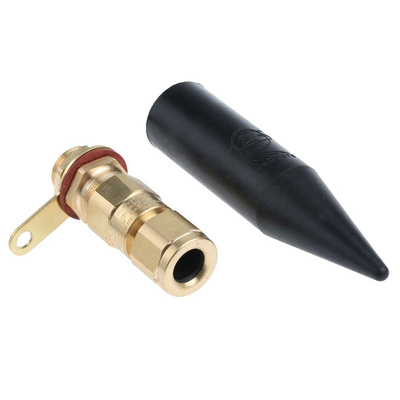 Black Brass Cable Gland, M20 Thread, 8.4mm Min, 13.5mm Max, IP66