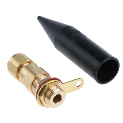 Black Brass Cable Gland, M20 Thread, 8.4mm Min, 13.5mm Max, IP66