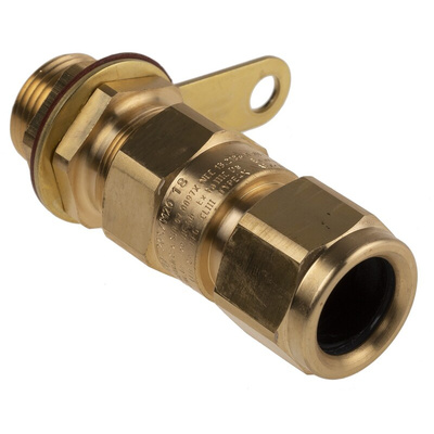 Black Brass Cable Gland, M20 Thread, 11.5mm Min, 16mm Max, IP66