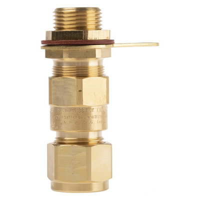 Black Brass Cable Gland, M20 Thread, 11.5mm Min, 16mm Max, IP66