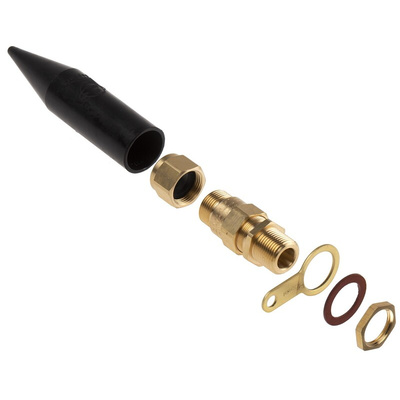 Black Brass Cable Gland, M20 Thread, 11.5mm Min, 16mm Max, IP66