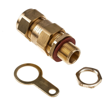 Black Brass Cable Gland, M20 Thread, 15.5mm Min, 21.1mm Max, IP66
