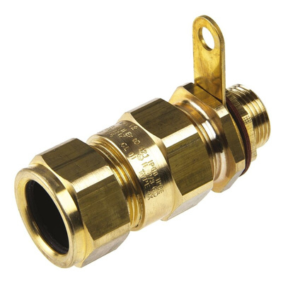 Black Brass Cable Gland, M20 Thread, 15.5mm Min, 21.1mm Max, IP66
