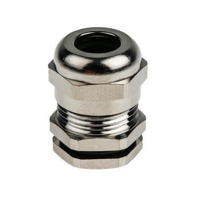 RS PRO Metallic Nickel Plated Brass Cable Gland, M16 Thread, 5mm Min, 10mm Max, IP68