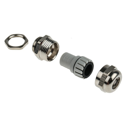 RS PRO Metallic Nickel Plated Brass Cable Gland, M16 Thread, 5mm Min, 10mm Max, IP68