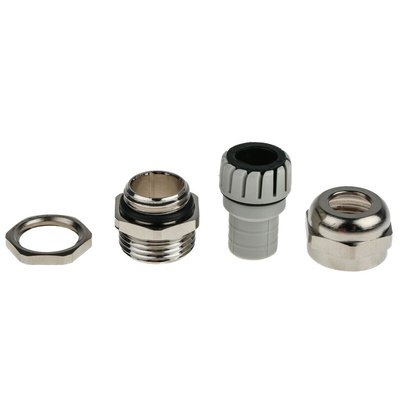 RS PRO Metallic Nickel Plated Brass Cable Gland, M16 Thread, 5mm Min, 10mm Max, IP68