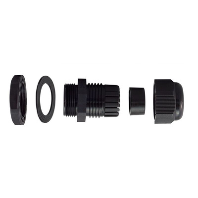 RS PRO Black Nylon Cable Gland, M20 Thread, 8mm Min, 12mm Max, IP68