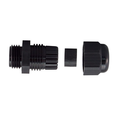 RS PRO Black Nylon Cable Gland, M12 Thread, 3mm Min, 6.5mm Max, IP68