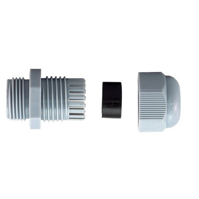 RS PRO Grey Nylon Cable Gland, M12 Thread, 3mm Min, 6.5mm Max, IP68