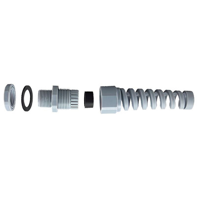 RS PRO Grey Nylon Cable Gland, PG16 Thread, 10mm Min, 14mm Max, IP68