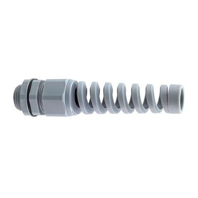 RS PRO Grey Nylon Cable Gland, PG7 Thread, 3mm Min, 6.5mm Max, IP68