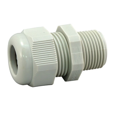 RS PRO Grey Nylon Cable Gland, M20 Thread, 10mm Min, 14mm Max