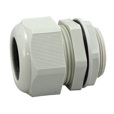 RS PRO Grey Nylon Cable Gland, M12 Thread, 3mm Min, 6.5mm Max, IP68