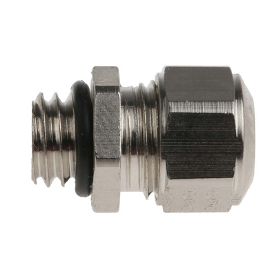 SES Sterling A1 Series Metallic Nickel Plated Brass Cable Gland, M8 Thread, 3.5mm Min, 5mm Max, IP68, IP69K