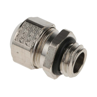 SES Sterling A1 Series Metallic Nickel Plated Brass Cable Gland, M10 Thread, 4mm Min, 6mm Max, IP68, IP69K