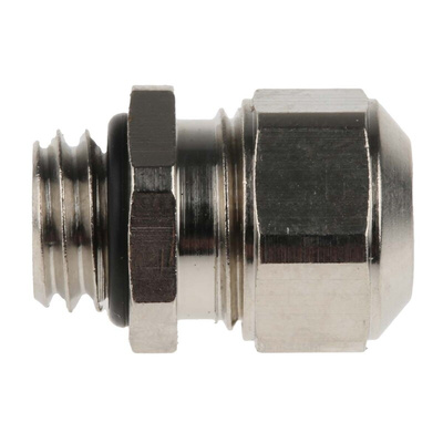 SES Sterling A1 Series Metallic Nickel Plated Brass Cable Gland, M10 Thread, 4mm Min, 6mm Max, IP68, IP69K