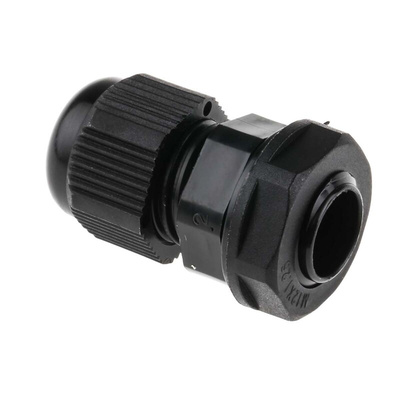 RS PRO Black Nylon Cable Gland, M12 Thread, 3mm Min, 6.5mm Max, IP68