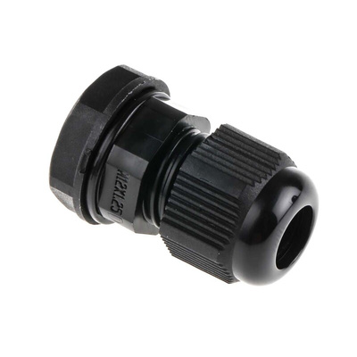 RS PRO Black Nylon Cable Gland, M12 Thread, 3mm Min, 6.5mm Max, IP68