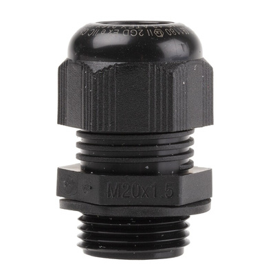 Kopex-EX CGM Series Black Nylon Cable Gland, M20 Thread, 6mm Min, 12mm Max, IP66, IP68