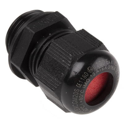 Kopex-EX CGM Series Black Nylon Cable Gland, M20 Thread, 6mm Min, 12mm Max, IP66, IP68