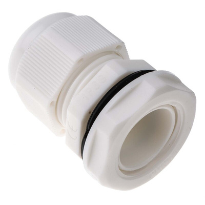 HellermannTyton NGM Series White Nylon Cable Gland, M20 Thread, 6mm Min, 12mm Max, IP68