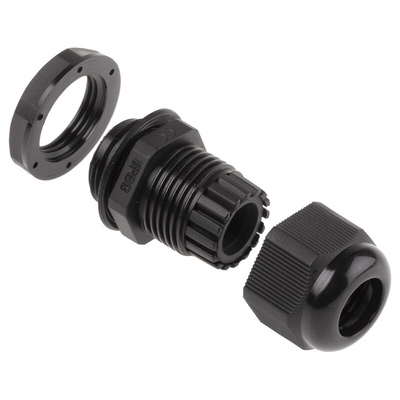 HellermannTyton NGM Series Black Nylon Cable Gland, M20 Thread, 6mm Min, 12mm Max, IP68