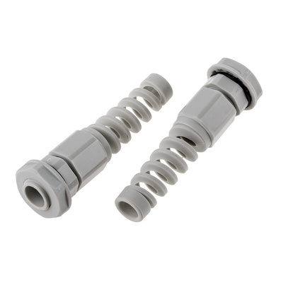 RS PRO Grey Nylon Cable Gland, PG7 Thread, 3.5mm Min, 6mm Max, IP68
