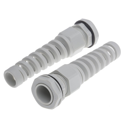 RS PRO Grey Nylon Cable Gland, PG13.5 Thread, 6mm Min, 12mm Max, IP68