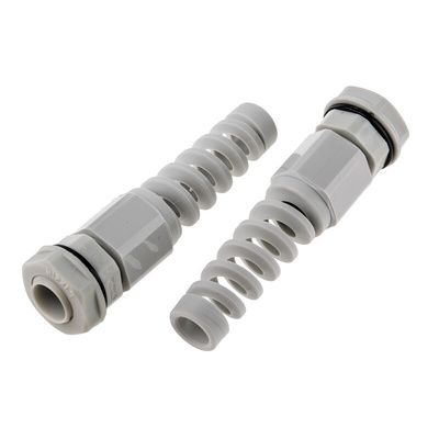 RS PRO Grey Nylon Cable Gland, M12 Thread, 3mm Min, 6.5mm Max, IP68